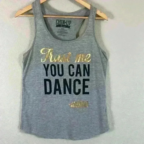 Chin-Up Apparel- Trust me you can dance -Wine, gray racerback tank top - Picture 1 of 5